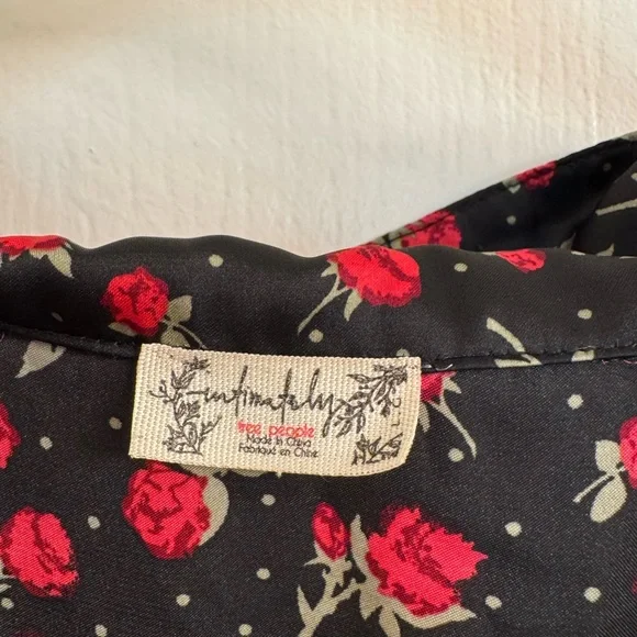 Free People Black and Red Floral Pajama set - Picture 3 of 4